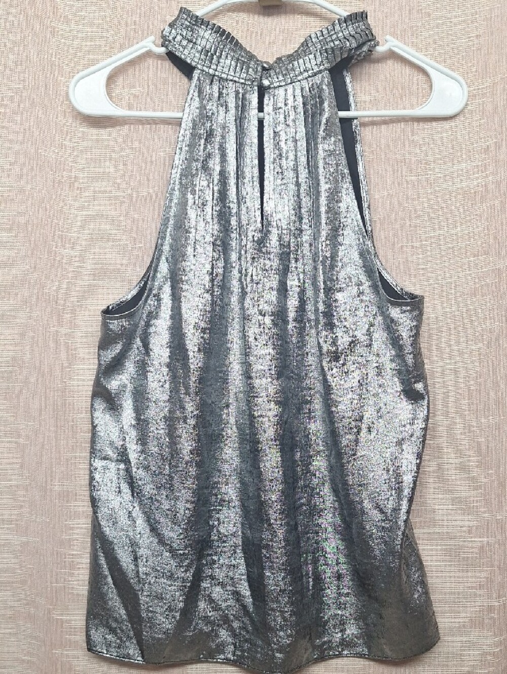 White House Black Market Silver Metallic Halter Camisole Size 12 NWT - Picture 2 of 10